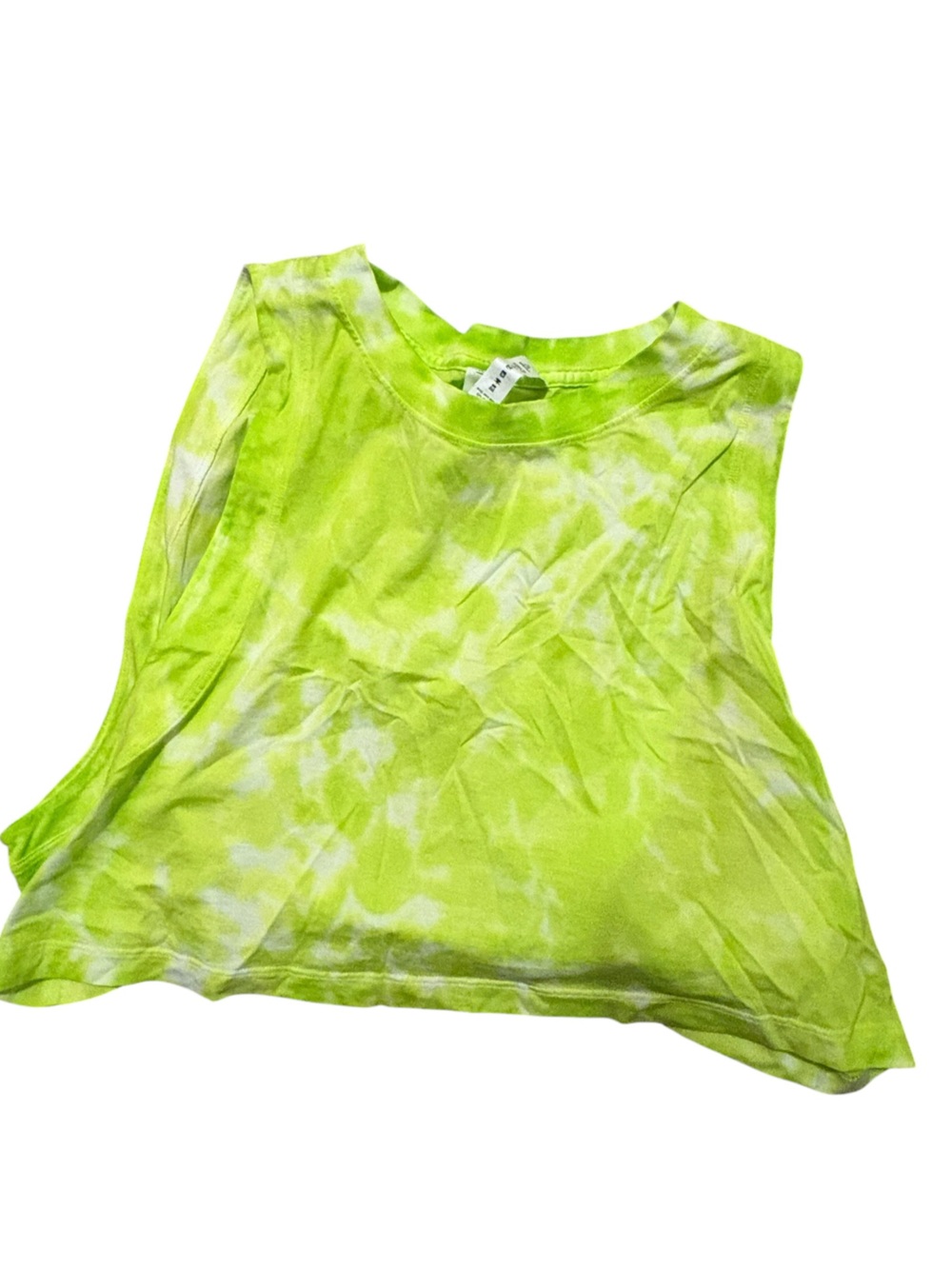 Neon Lime Tie-Dye Sleeveless Tank Top
